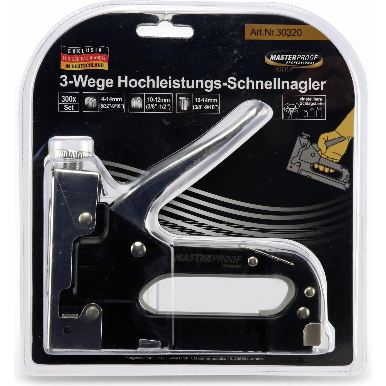 Masterproof, Tacker + Nagelpistole, 3-Wege Hochleistungs Nagler