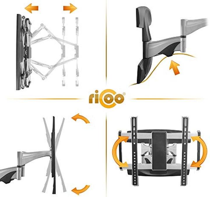 Produktbild Ricoo Universeller TV-Wandhalter schwenk- und neigbar mit VESA 400x400 mm (Wand, 65", 45 kg)