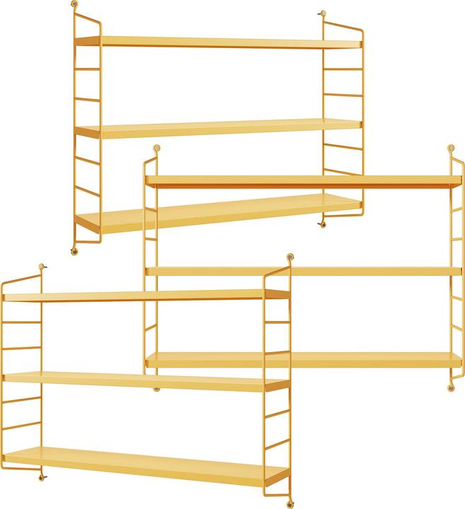 Produktbild En.Casa Modulares Wandregal Strängnäs 3er Set Gelb (60 x 15 x 50 cm)