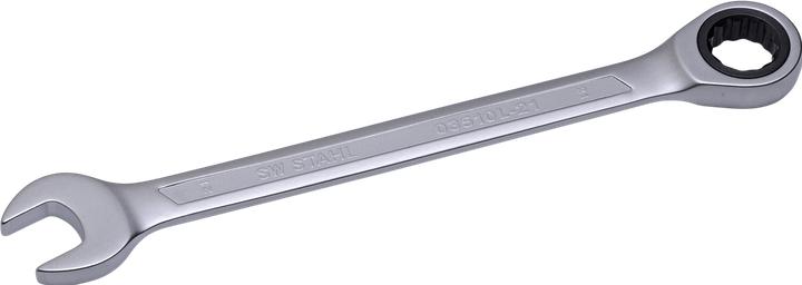 Actual product image SW-Stahl 03510L-21 Fork ring ratchet spanner 21 mm I fine-toothed with 72 teeth I open-end spanner with (21 mm)