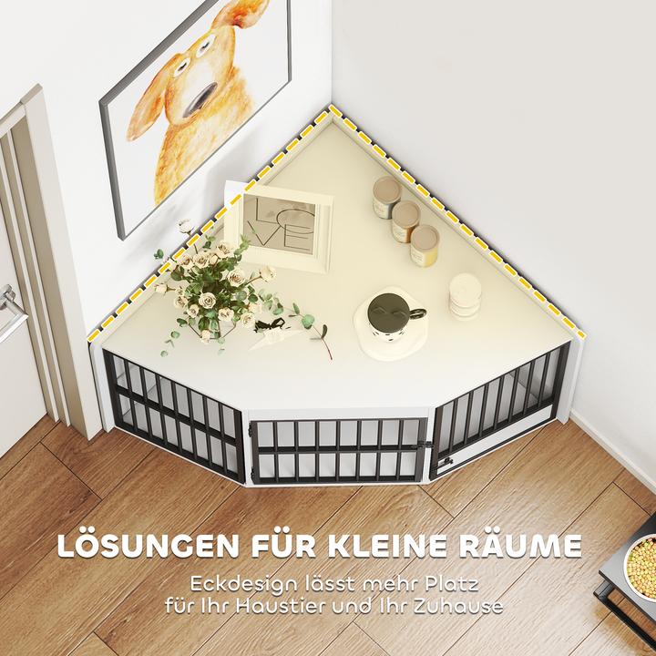 PawHut Hundekäfig MDF, Stahl Weiss (Hundezwinger)