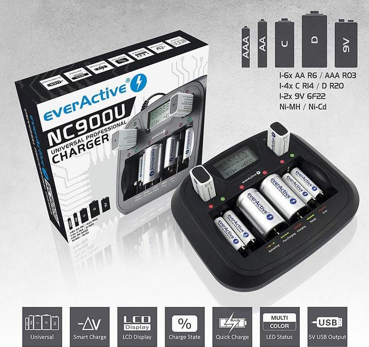 Produktbild Everactive NC-900U (1 Stk., C, D, AAA, AA, Ladegerät ohne Akku)