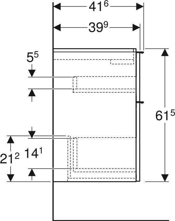 Produktbild Geberit iCon wastafelonderkast 2 lade 59x41,6 cm, mat wit (59 x 41.5 x 61.5 cm)