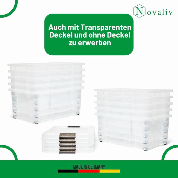 Produktbild Novaliv Aufbewahrungsbox mit Deckel Gross 45L Anthrazit Nestbar stapelbare Plastikbox mit Clipverschl (40 cm, 45 l, 1x)