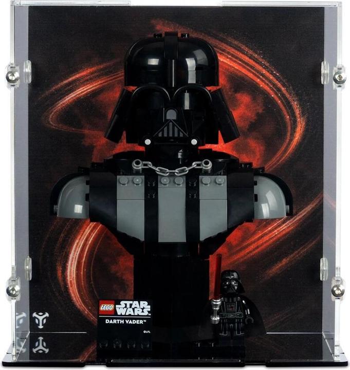 Produktbild iDisplayit Acryl-Display für LEGO® 75439 Star Wars - Darth Vader Büste (Mit Hintergrundbild & schwarzem Boden)