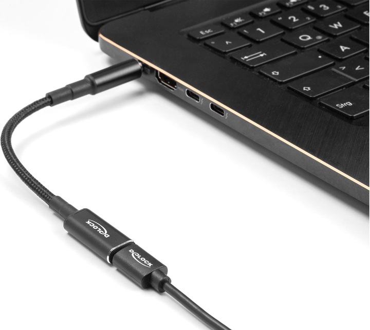 Actual product image Delock Adapter cable for notebook charging cable USB Type-C™ socket to HP 4.5 x 3.0 mm plug 90° angled 15