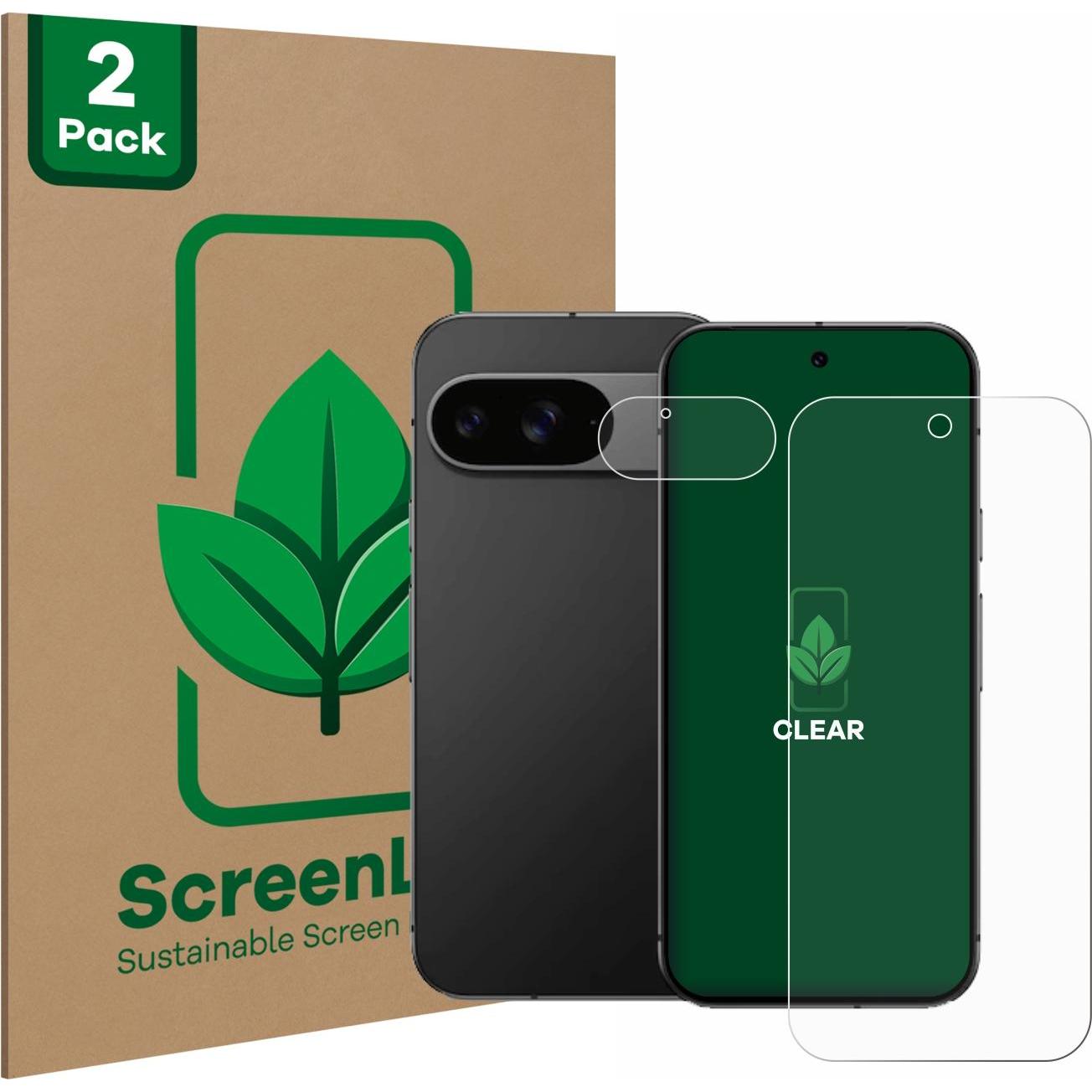 ScreenLeaf Schutzfolie nachhaltiger Displayschutz Displayschutzfolie Folie Klar Transparent (2 Stück, Google Pixel 9), S...