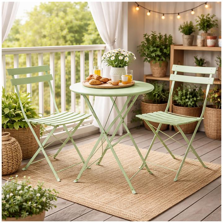 Produktbild HTI-Living Gartenstuhl 2er-Set Basil Metall Grün