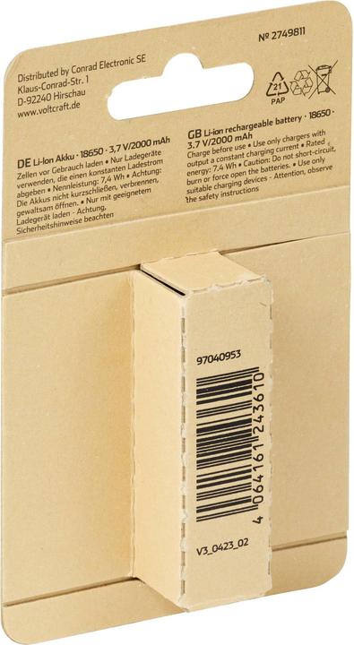 Produktbild Voltcraft Spezial-Akku 18650 (1 Stk., 18650, 2000 mAh)