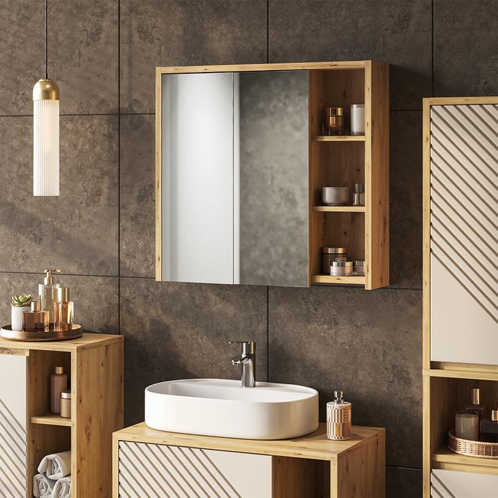 Produktbild Vicco Badspiegelschrank Viola, Cashmere/Artisan-Eiche, 80 x 75 cm (80 x 18 x 75 cm)