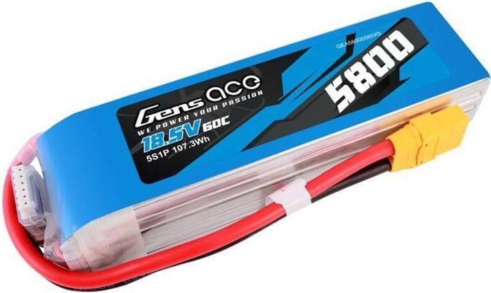 Image du produit Gens Ace 5800mAh 60C 18.5V 5S1P Pack de batteries Lipo avec connecteur XT90 (18.50 V, 5800 mAh)