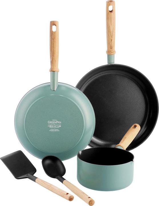 Actual product image Greenpan Mayflower Inductie Pannenset - 3-Delig + 2 Accessoires - PFAS-vrij (28 cm, Pan set + pot set, Aluminium)