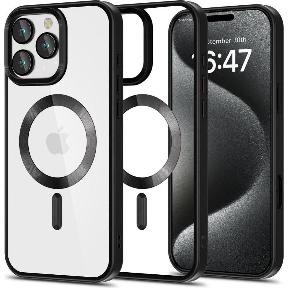 Tech-Protect MagFlex MagSafe iPhone 16 Pro Case - Clear with Black Frame (Apple iPhone 16 Pro), Smartphone Hülle, Transp...