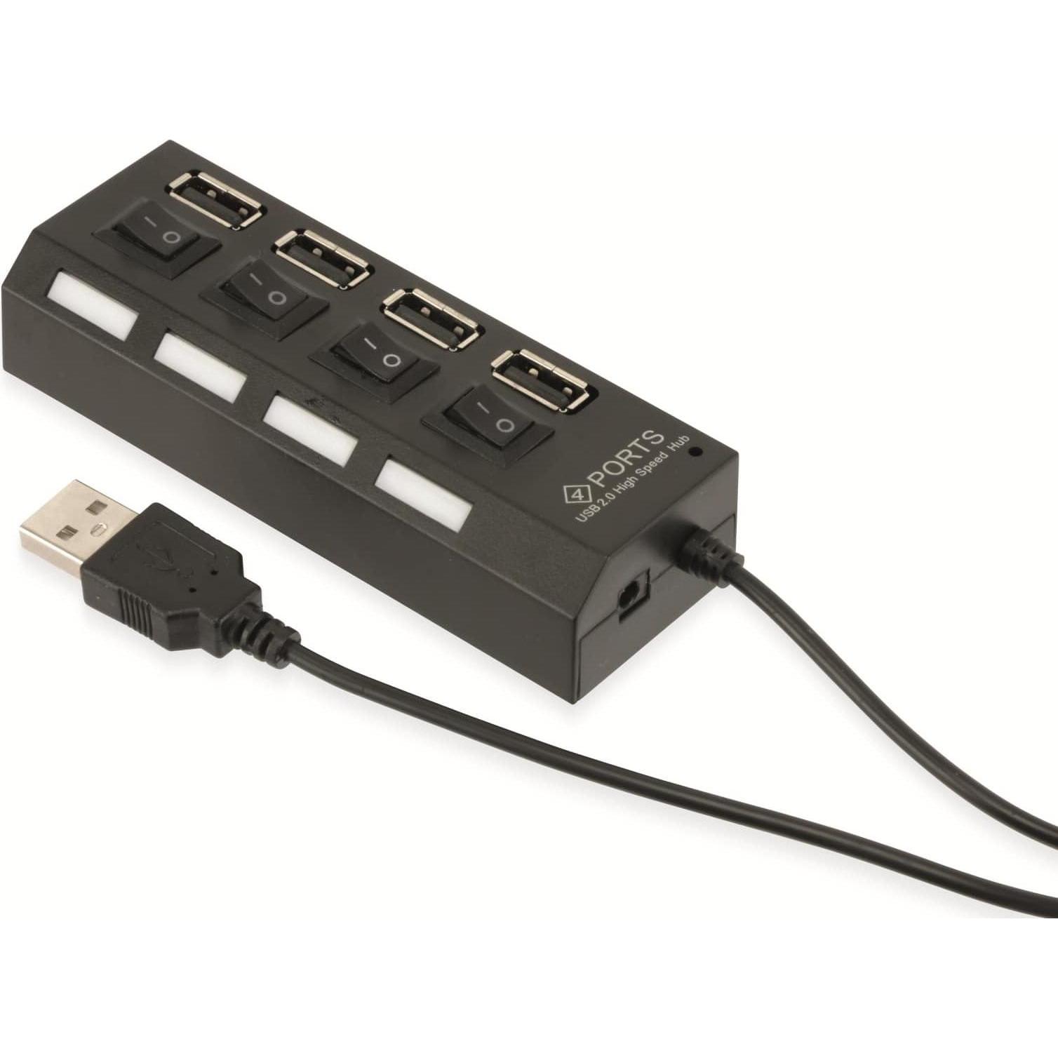 Red4Power USB 2.0 Hub R4-U002B (USB-A, 4 Ports), Dockingstation + USB Hub