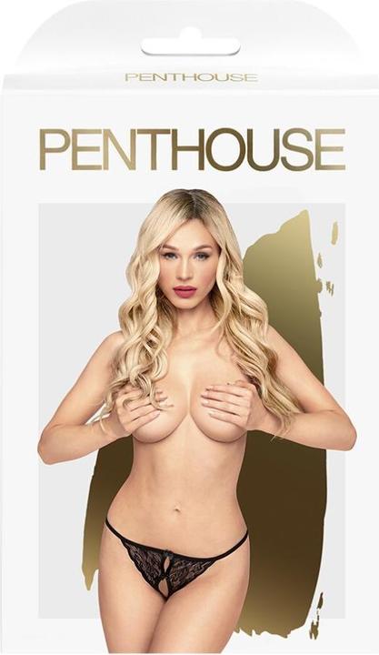 Produktbild Penthouse Lingerie Hot Getaway String mit offenem Schritt Schwarz (M, L)