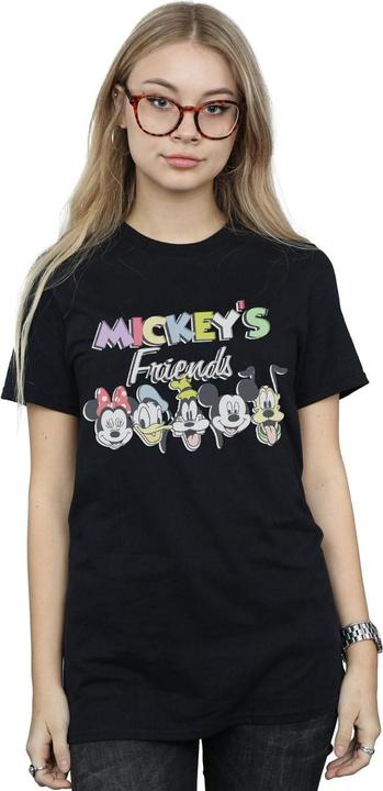 Actual product image Disney Womens/Ladies Mickey Mouse Friends Faded Nostalgia Cotton Boyfriend T-Shirt (5XL)