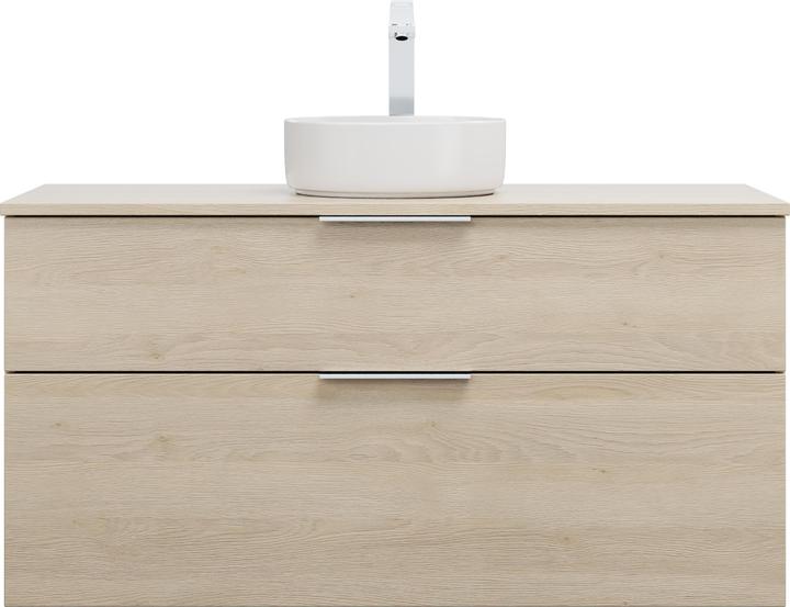 Produktbild burgbad Eqio Keramik-Aufsatzwaschtisch mittig, rund, inklusive Waschtischunterschrank, Breite 1200m