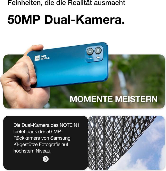 Produktbild AGM NOTE N1 128GB VIVID BLUE (128 GB, Vivid Blue, 6.52", Hybrid Dual SIM)