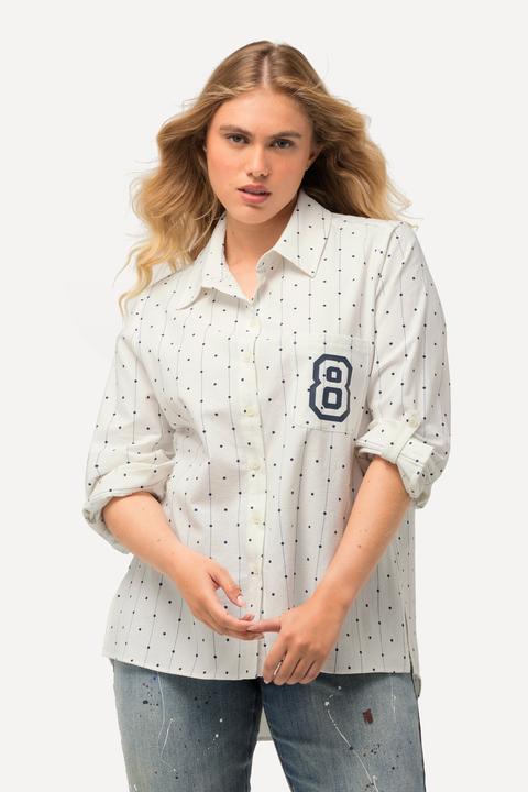 Immagine prodotto Ulla Popken Camicia con pallini, collo da camicia, maniche lunghe e retro più lungo (54)