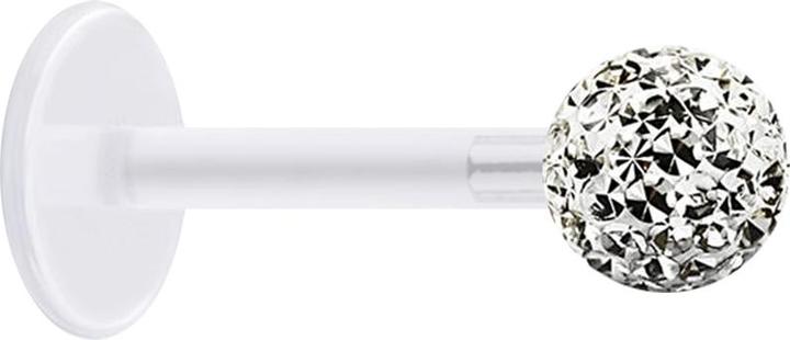 Produktbild Star Piercing Micro Labret transparent mit Kristallkugel silber und Epoxy Schutzschicht (Chirurgenstahl 316L, ohne Messing, Bioflex)