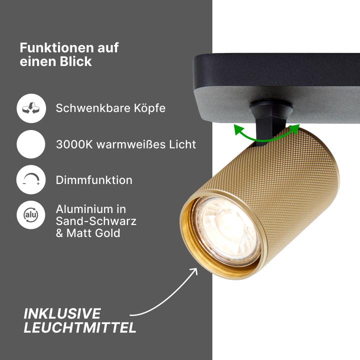 Produktbild Brilliant Plafondspot Marty GU10 3x5W 3000K - Zwart/Goudkleurig (345 lm, GU10)