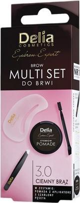 Produktbild Delia Cosmetics Augenbrauen-Multi-Set Dunkelbraun - Pinzette, Brauengel, Schablone, langanhaltende Formulierung (Körpergel)