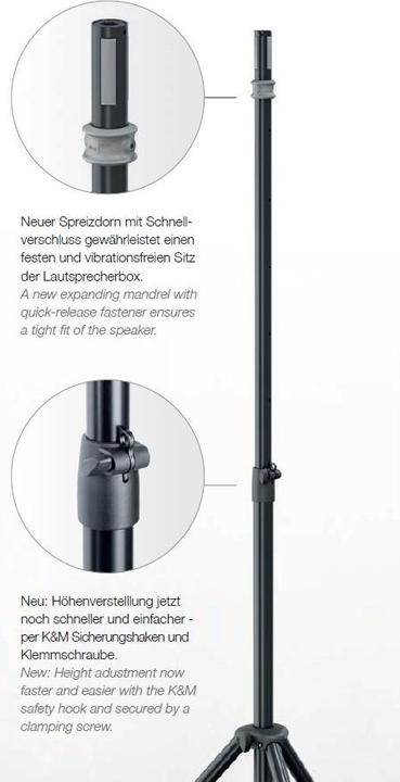 Image du produit K&M 21439 Pied de box "Easy Lock (Installation murale, Réglable en hauteur)