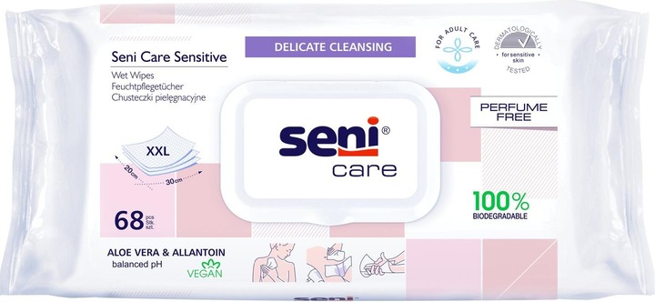 Actual product image Seni Care wet wipes sensitive (68 Piece)