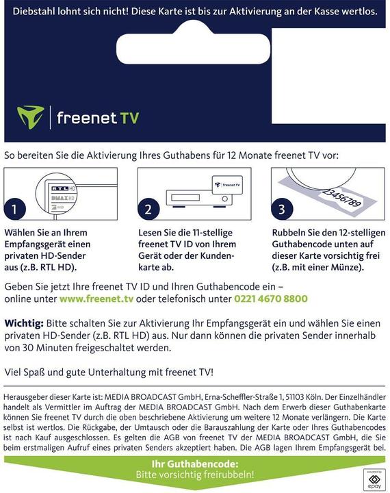 Actual product image Freenet Credit card 12 months (DVB-T2)