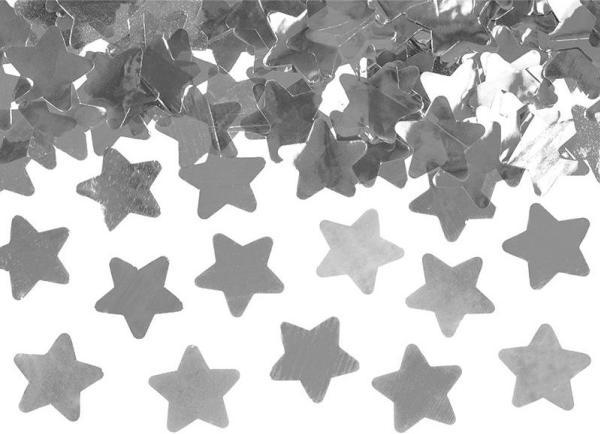 Partydeco Confetti cannon with stars, silver, 60cm (1 pkt / 1 pc.) (1 Stück)