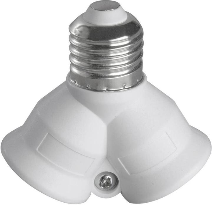 Actual product image Heitronic Plastic lamp base adapter DUO E27 to 2 x E2