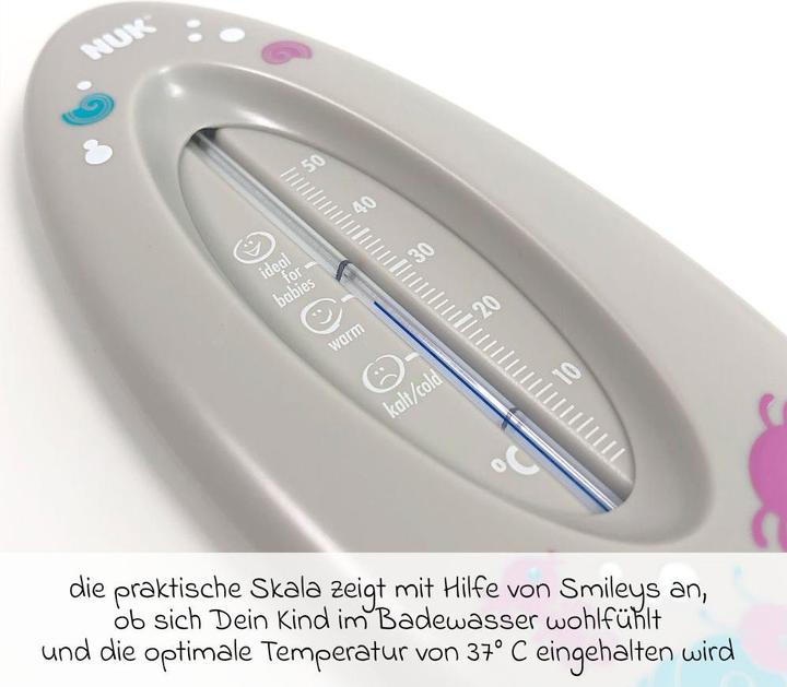 Produktbild NUK Badethermometer, für sicheres Baden, natürliche Messflüssigkeit aus Rapsöl, grau