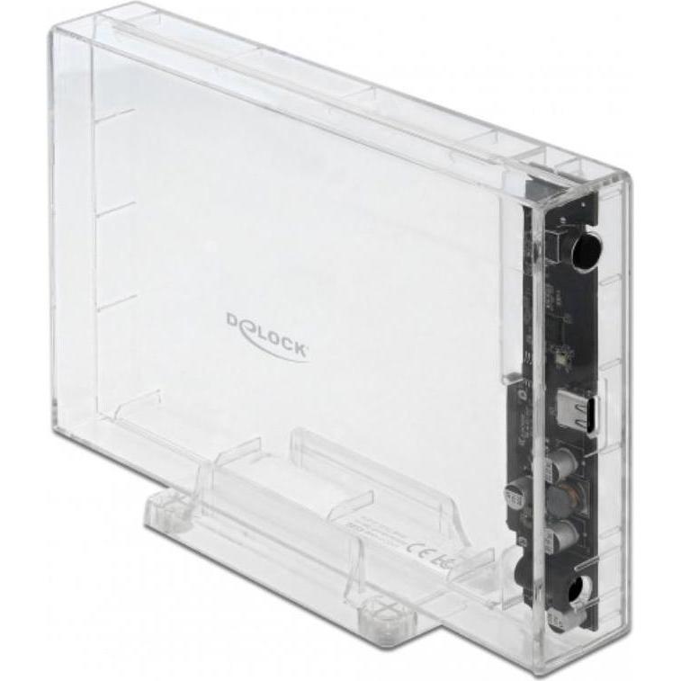 Delock 42623 Externes Gehäuse (3.5", 2.5"), Festplattengehäuse, Transparent