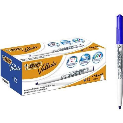 Bic, Marker, Velleda 1741 Textmarker 12 Stück Spitzentyp Blau (Blau, weiss, 4.50 mm, 12 x)