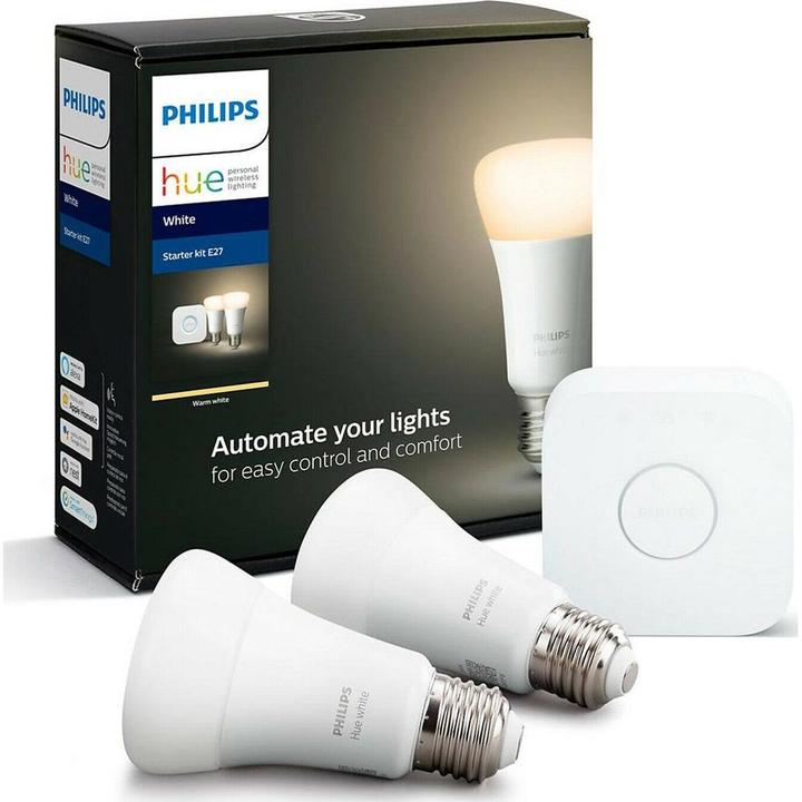 Produktbild Philips Hue White Starter Kit (E27, 9 W, 806 lm, 2 x, F)