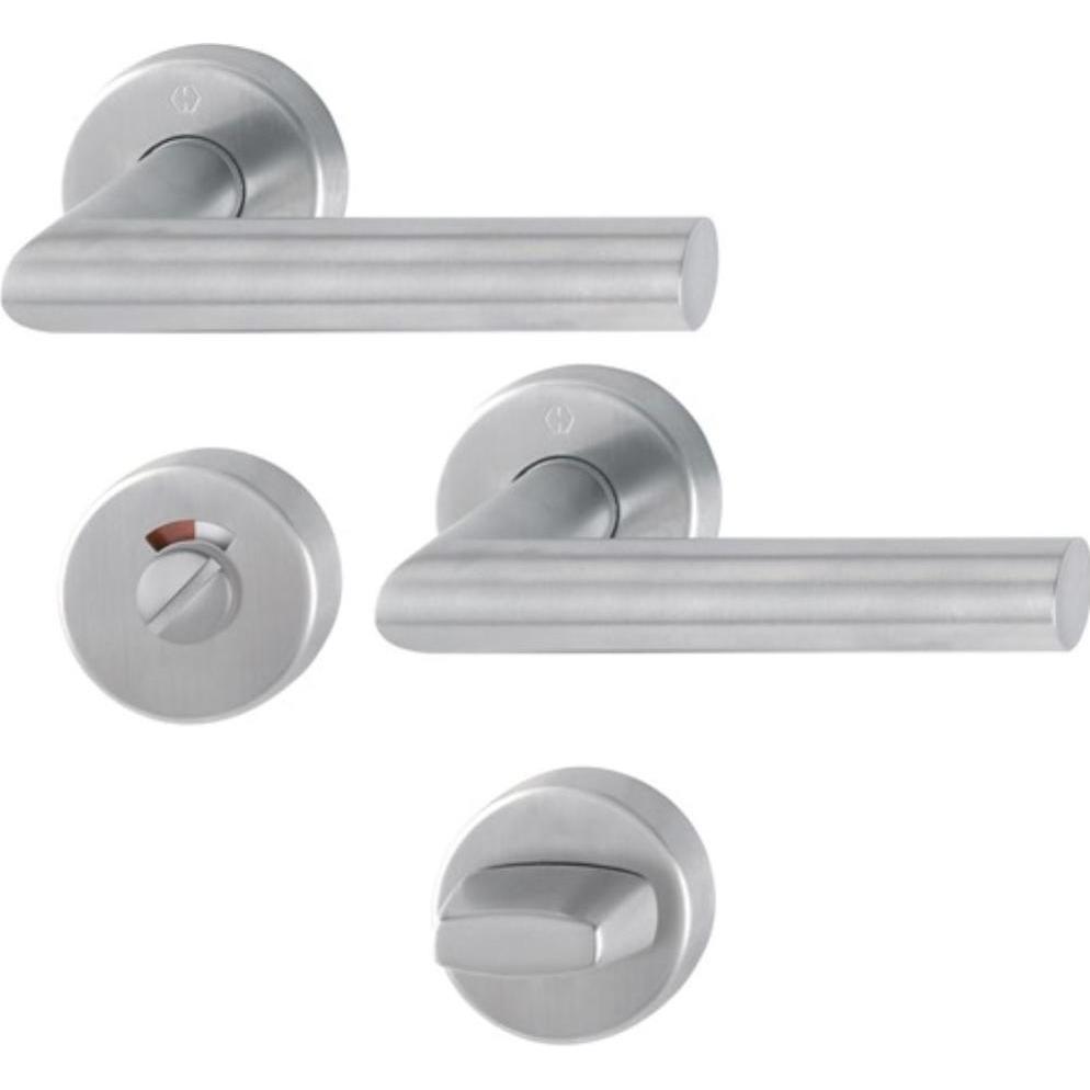 Hoppe, Türgriff + Fenstergriff, Rosettengarnitur Amsterdam E1400/42H/42HKVS Edelstahl F69 rund RWSK/OL DIN links / recht...