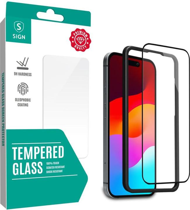 SIGN Full Screen Protector in Tempered Glass for iPhone 16 with Mounting Frame (Apple iPhone 16)
