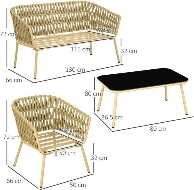 Produktbild Swisshandel24 4 tlg. Rattan Gartenmöbel-Set, Sitzgruppe mit 1 Couchtisch, 2 Sesseln, 1 Doppelsofa, Gartengarnitur