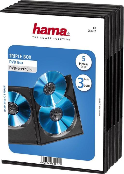 Image du produit Hama Boîtier vide pour DVD Triple Box, paquet de 5
