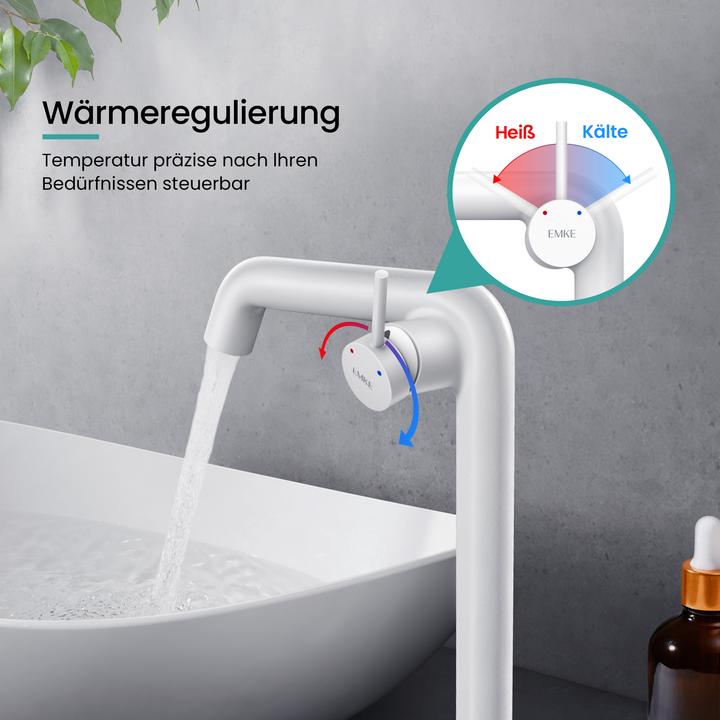 Produktbild Emke Wasserhahn Bad Messing Keramikkartusche Luftsprudler Waschtischarmatur Mischbatterie einfache Instal