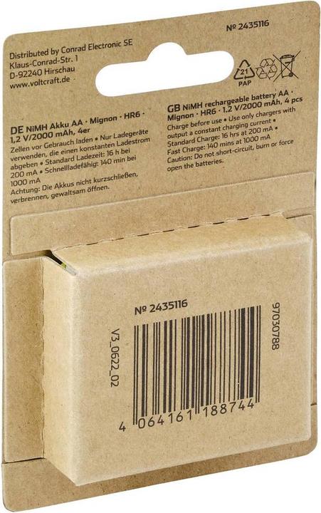 Produktbild Voltcraft Endurance (4 Stk., AA, 2000 mAh)