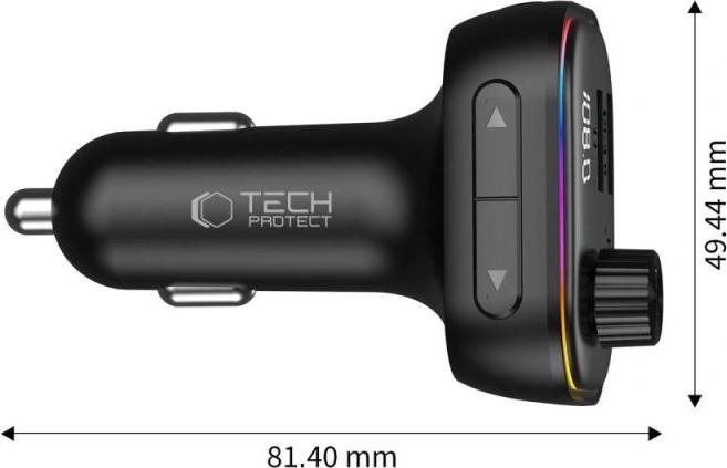 Produktbild Tech-Protect CC07 3-PORT KFZ-LADEGERÄT PD 54W + FM-BLUE-TOOTH-SENDER SCHWARZ (AUX Kabel)