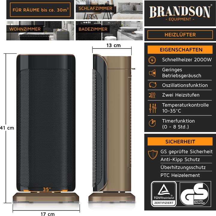 Actual product image Brandson Fan heater with remote control (2000 W)