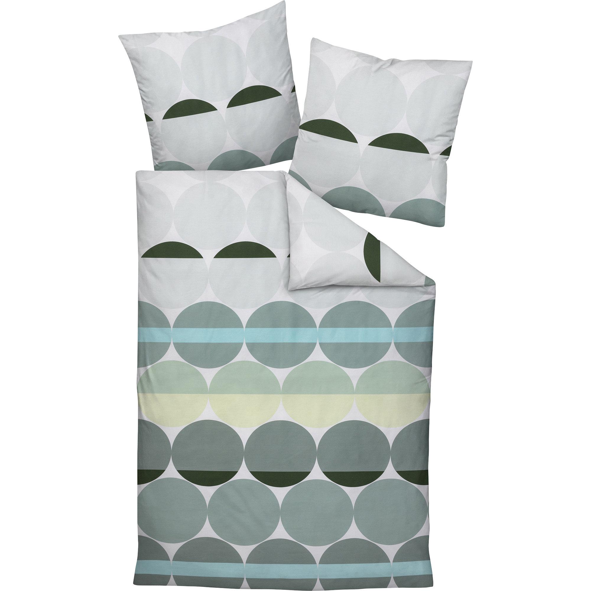 Janine, Bettwäsche, Mako-Satin Bettwäsche J.D. 87104 salbeigrün (Bettwäsche Set, 135x200 cm, 80x80 cm)