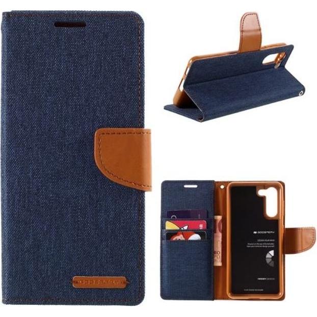 Thumbnail - Goospery Canvas Diary Series (Samsung Galaxy S21+), Smartphone Hülle, Blau