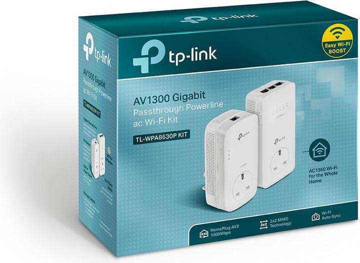 Produktbild TP-Link AV1200 GigabitPowerline ac WLAN KIT mit Frontsteckdose bis zu 1200Mbit/s Powerline Datenrate Line... (1200 Mbit/s)