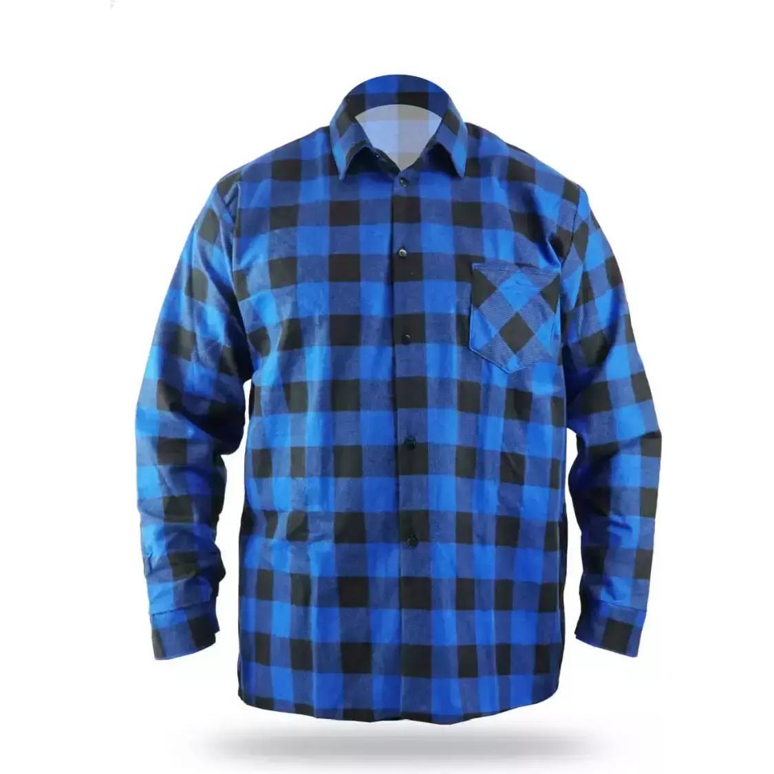 Dedra, Herren, Hemd, blaues Flanellhemd, Grösse L, 100 % Baumwolle (BH51F2-L), Blau, (L)
