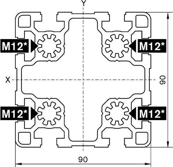 Produktbild Bosch Rexroth 90x90mm Light duty profile, 3m