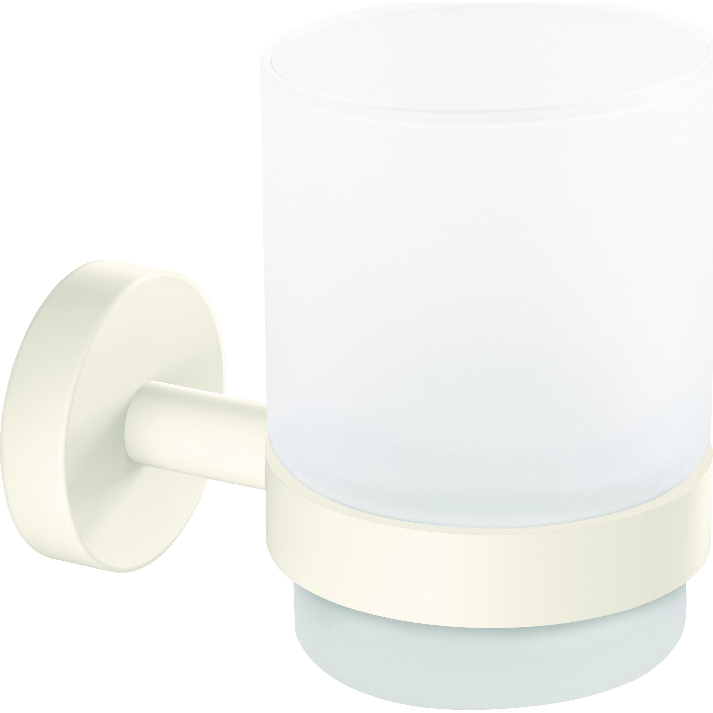 tesa, Zahnputzbecher, MOON WHITE Zahnputzbecher inkl. Klebelösung ohne Bohren