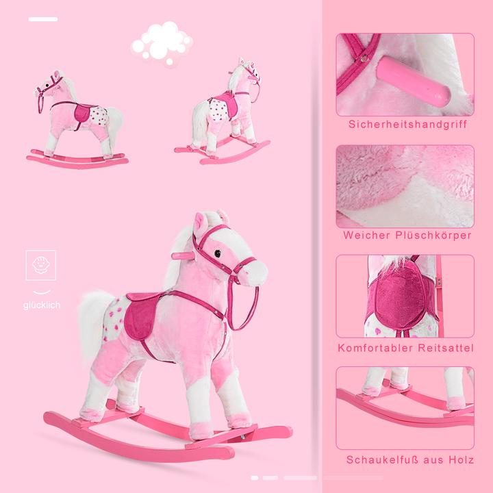 Image du produit Homcom Cheval à bascule rose